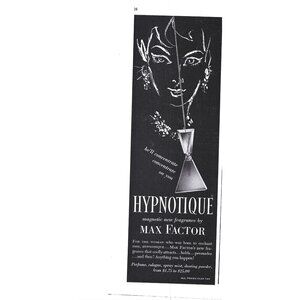 Hypnotique Max Factor Fragrance Advertisement 1950s Vintage Print Ad 9 inch Tall